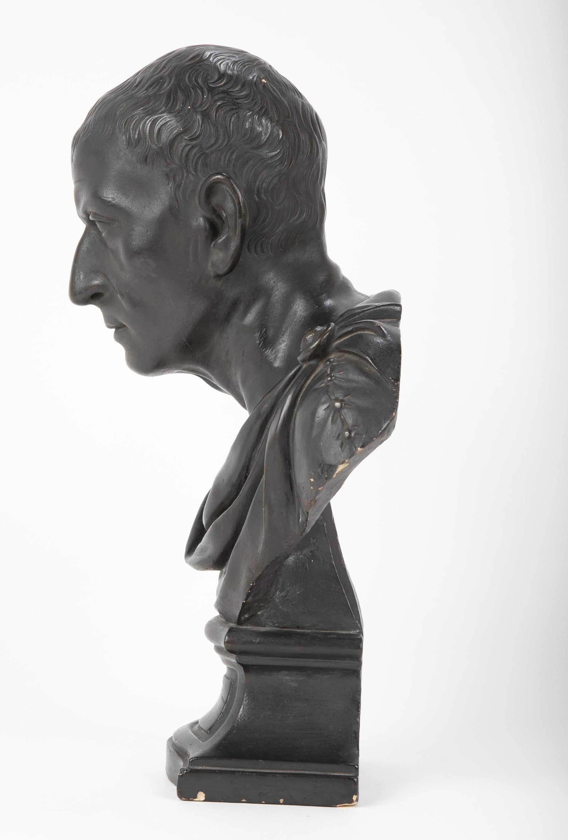Buste de Marcus Tulles Cicero du 19ème siècle en plâtre ébénisé Bon état - En vente à Stamford, CT