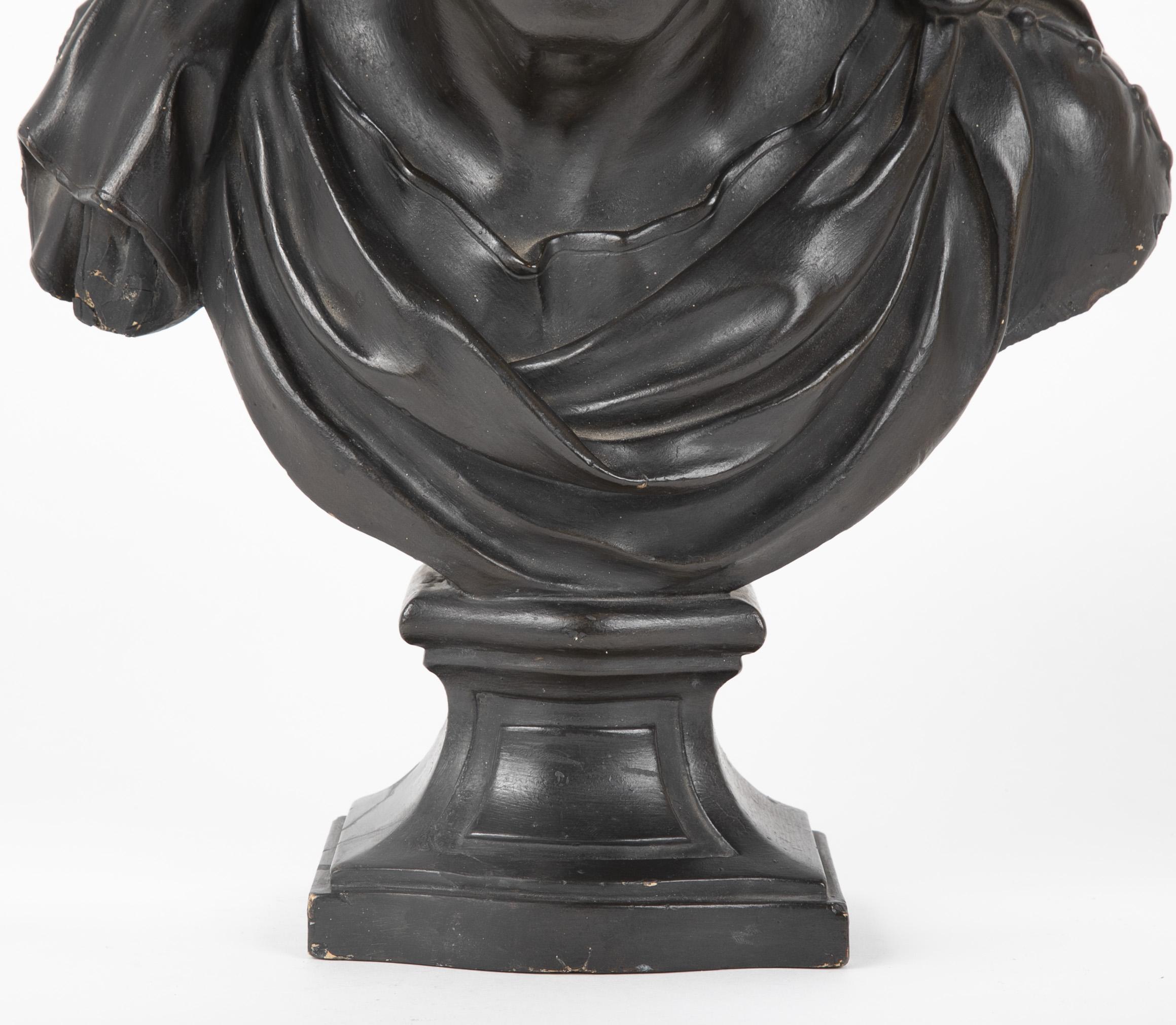 19th Century Ebonized Plaster Bust of Marcus Tulles Cicero For Sale 2