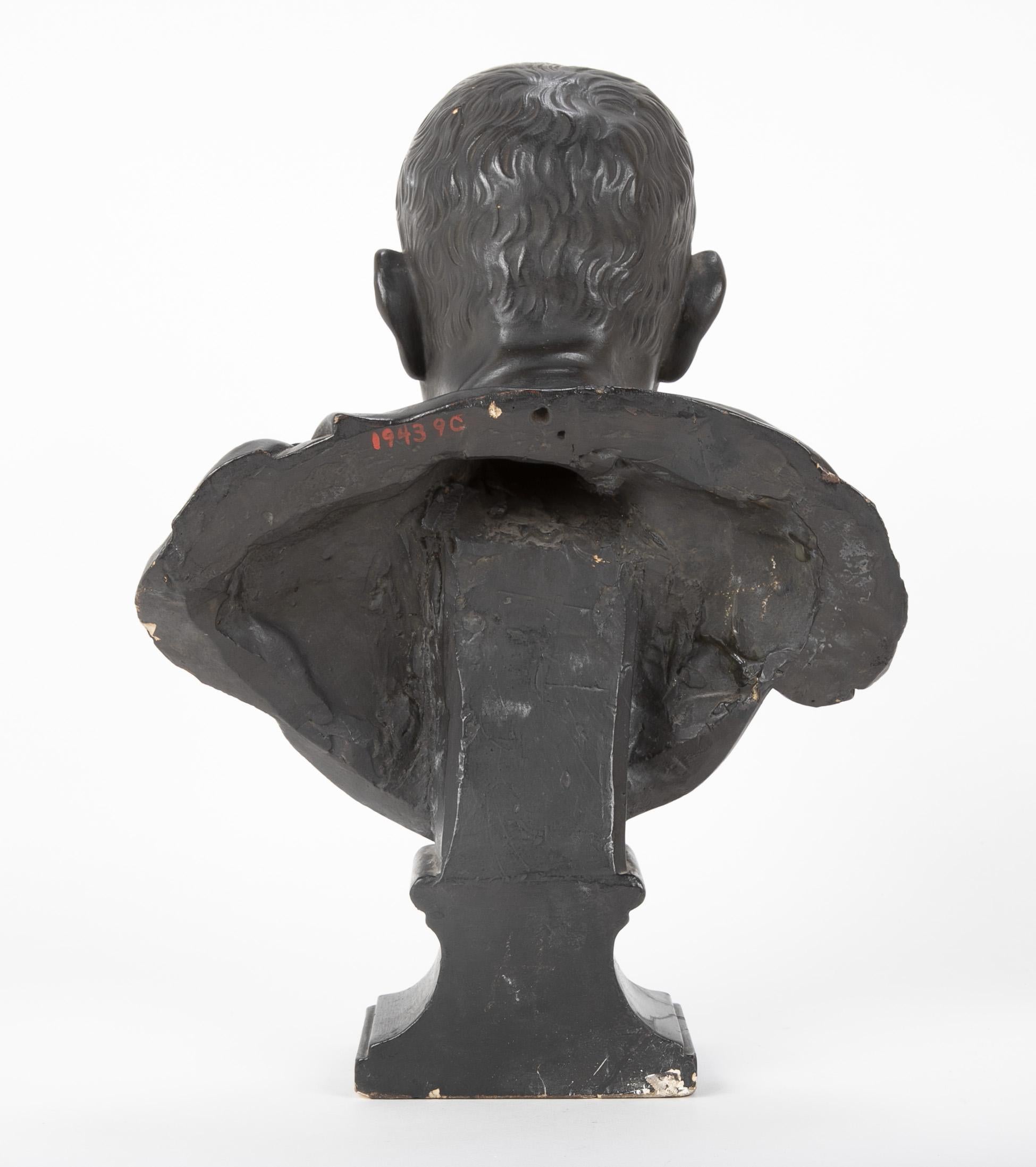 19th Century Ebonized Plaster Bust of Marcus Tulles Cicero For Sale 4