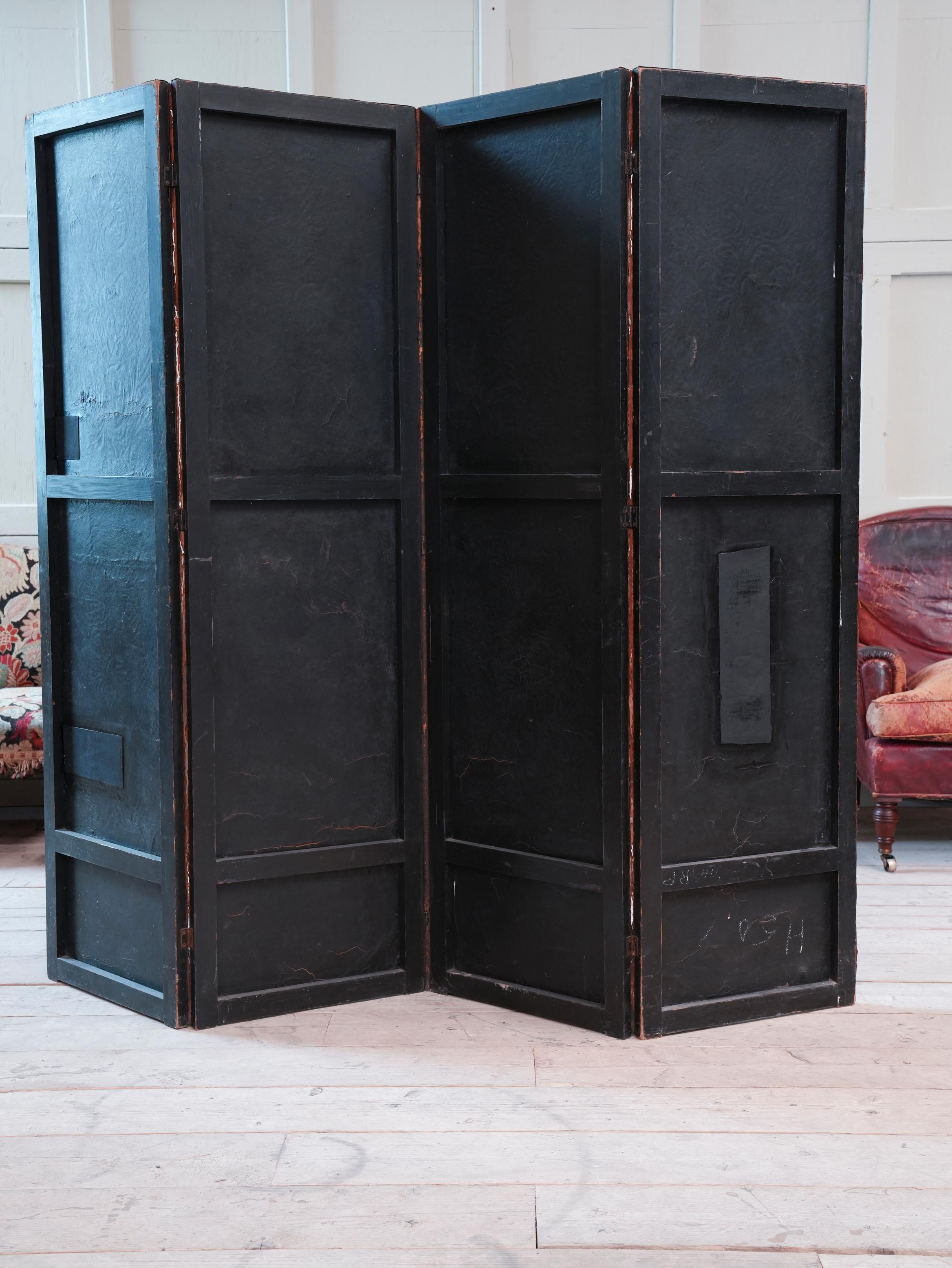 19th Century Embossed & Decorated Leather Room Screen 9