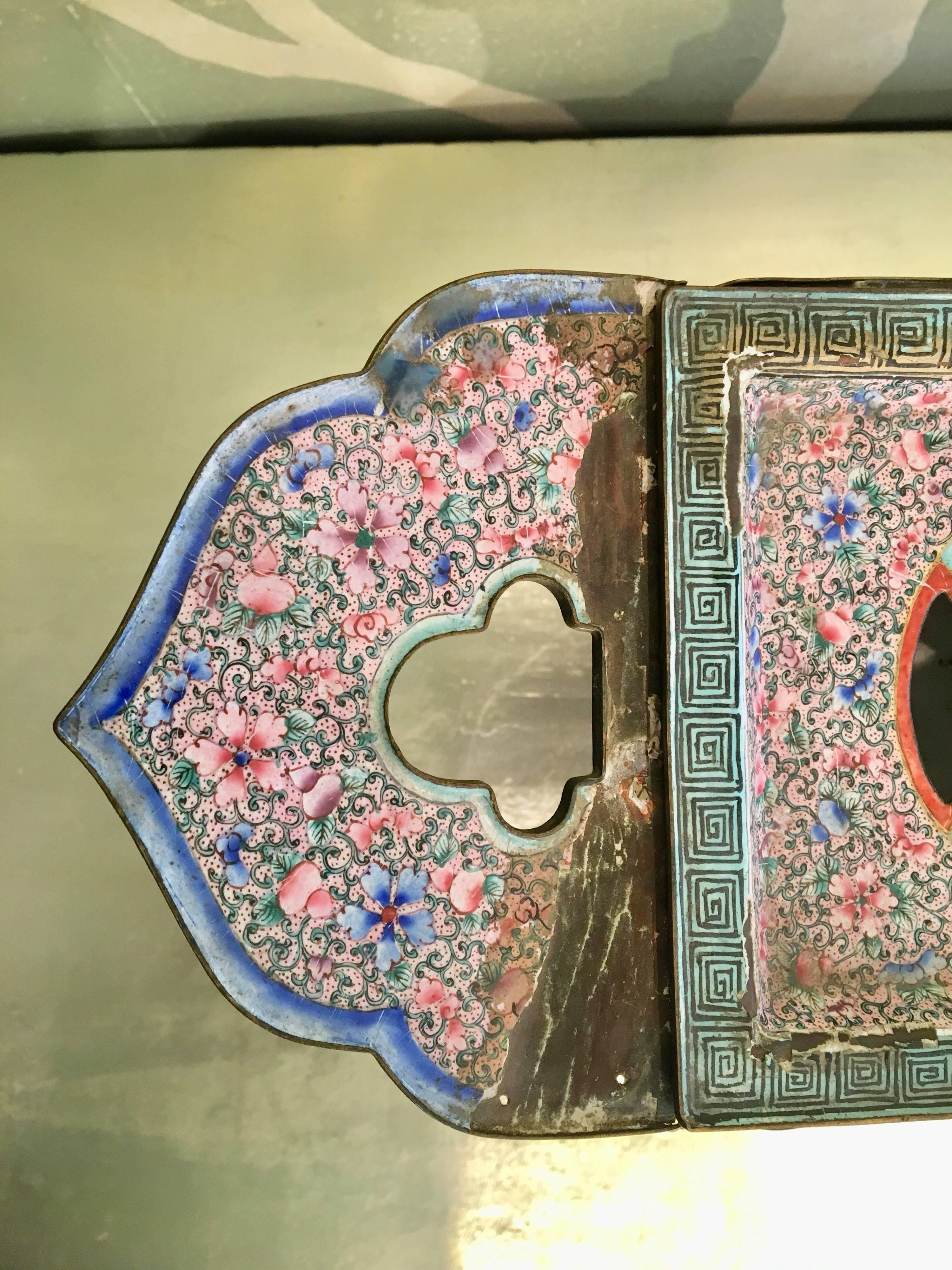 Hand-Painted 19th Century Enamel Brazier