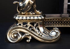 19th Century English Brass & Steel Firebasket Featuring Heraldic Figures