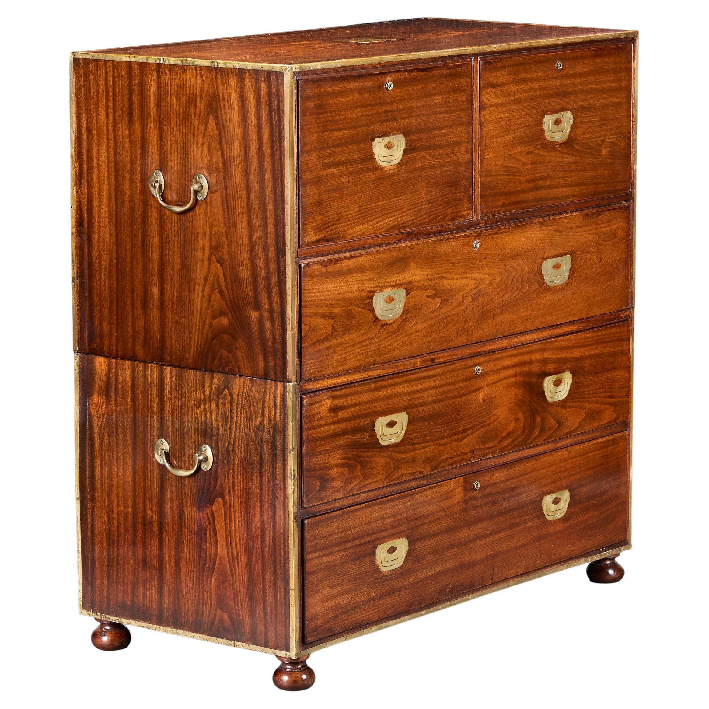 A 19th Century English Camphorwood and Brass Campaign Chest