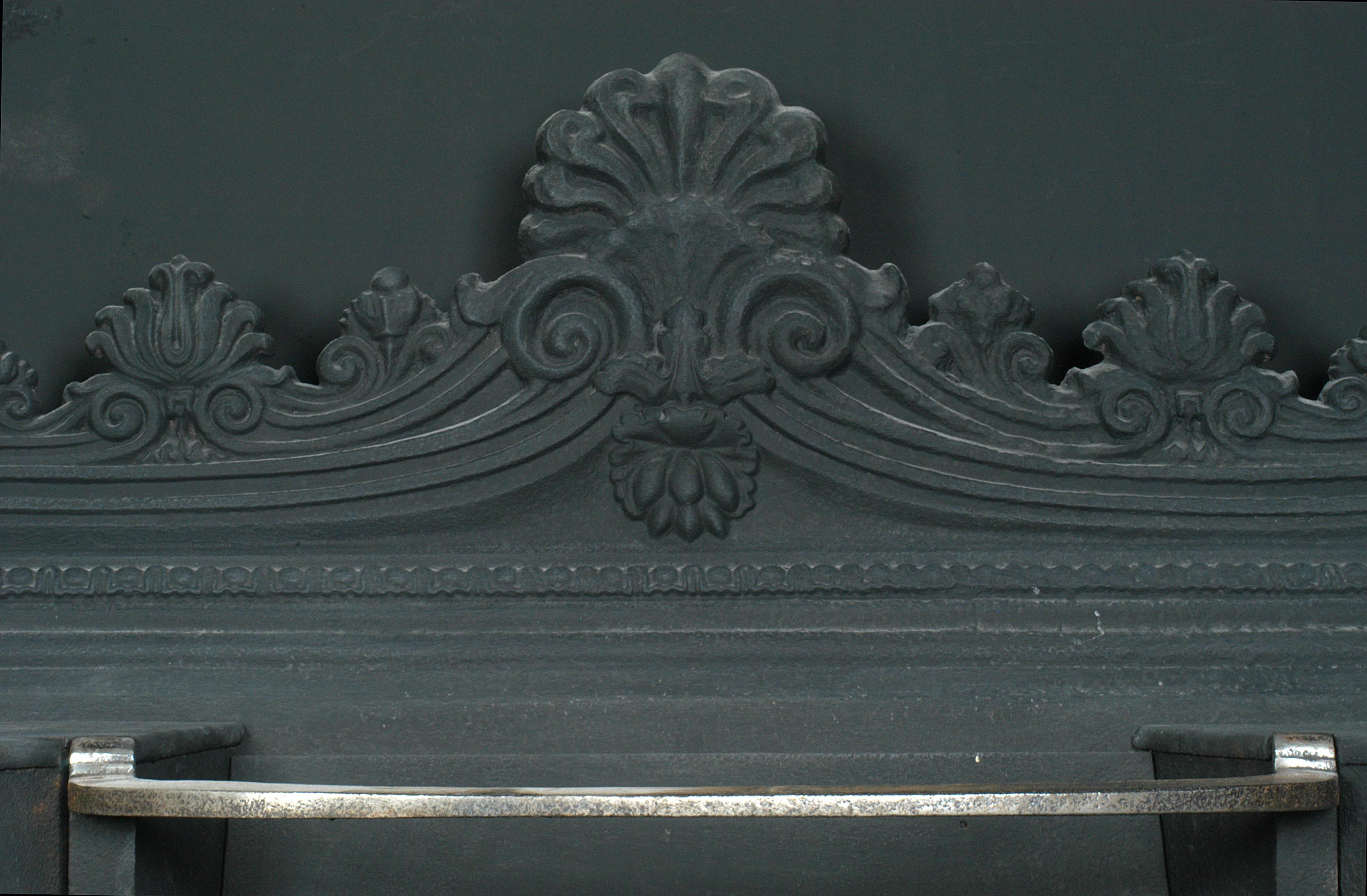 19th century English cast iron hob-grate, with brass fret, and ornately cast front and back.

Width At Front:	965 mm      	38