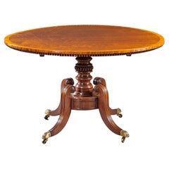 19th Century  English George IV Period Mahogany Carved and Inlaid Center Table