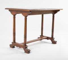 19th Century English Oak Console Table with Inset Marble Top