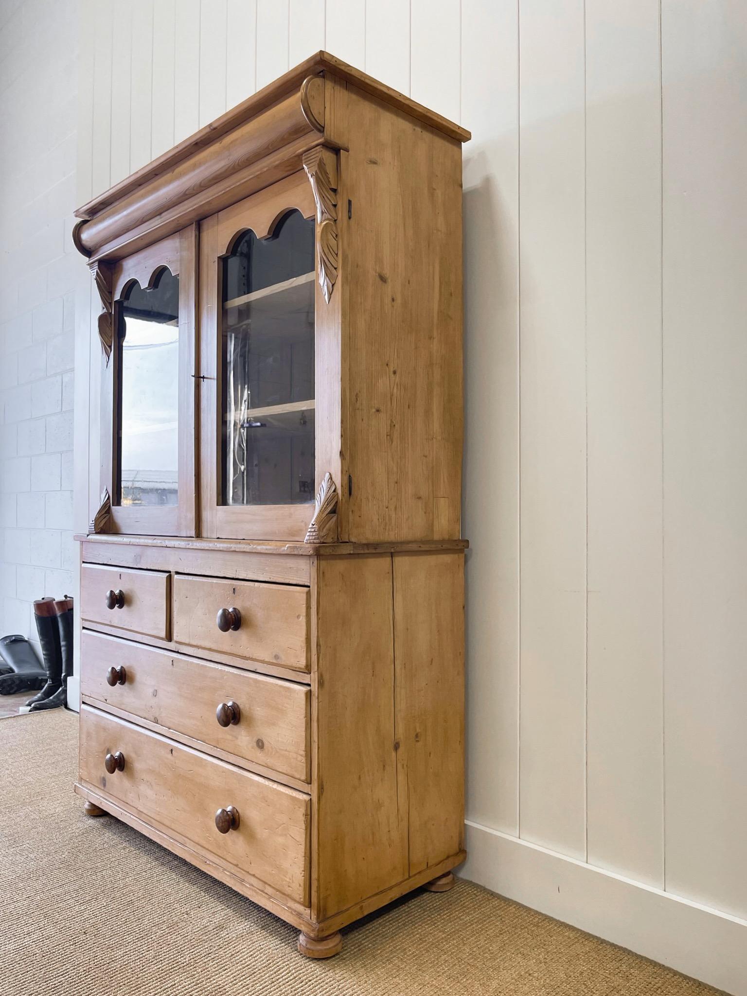 A 19th Century English Pine Bookcase Cabinet or Hutch For Sale 14