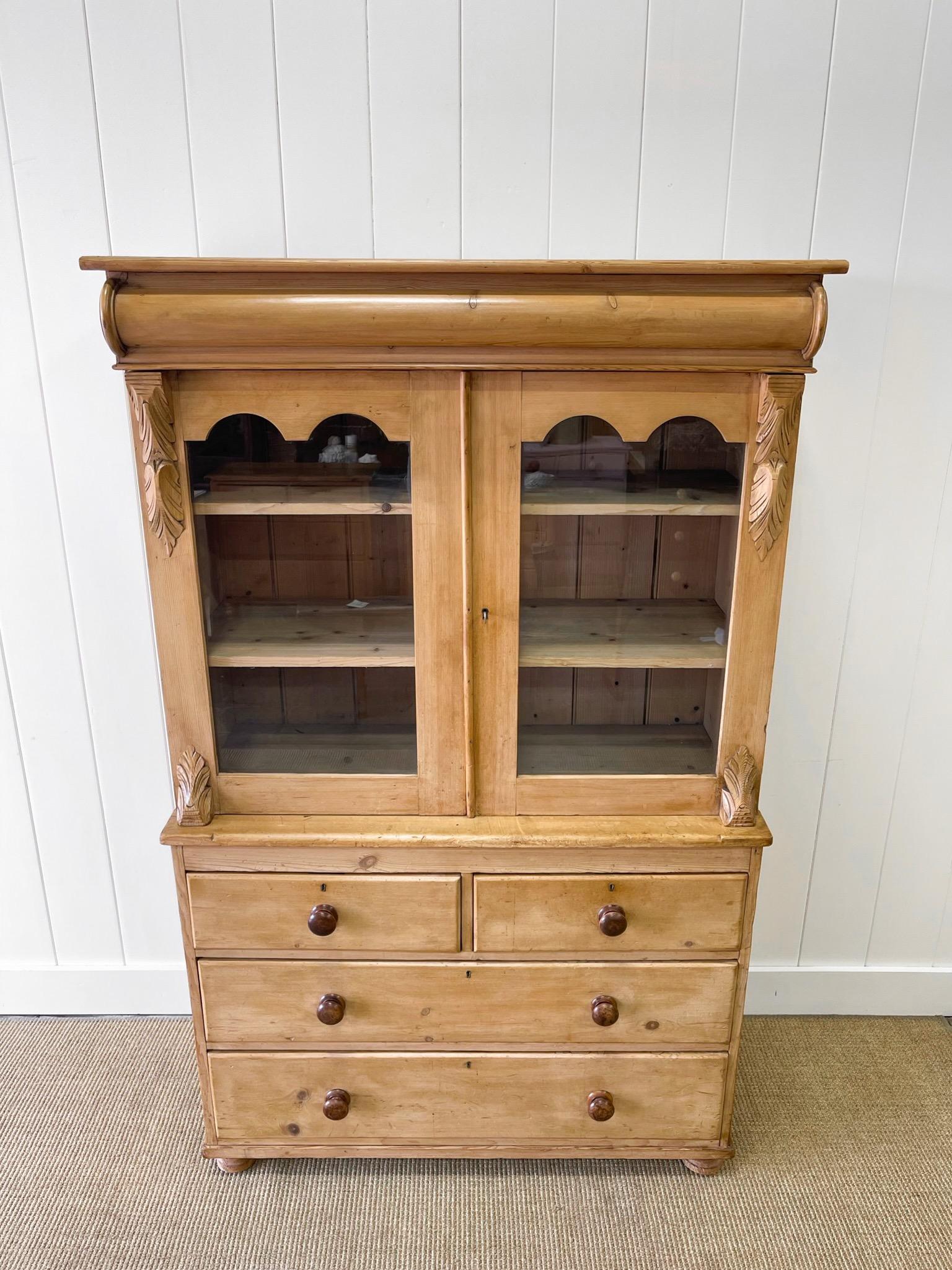 British A 19th Century English Pine Bookcase Cabinet or Hutch For Sale