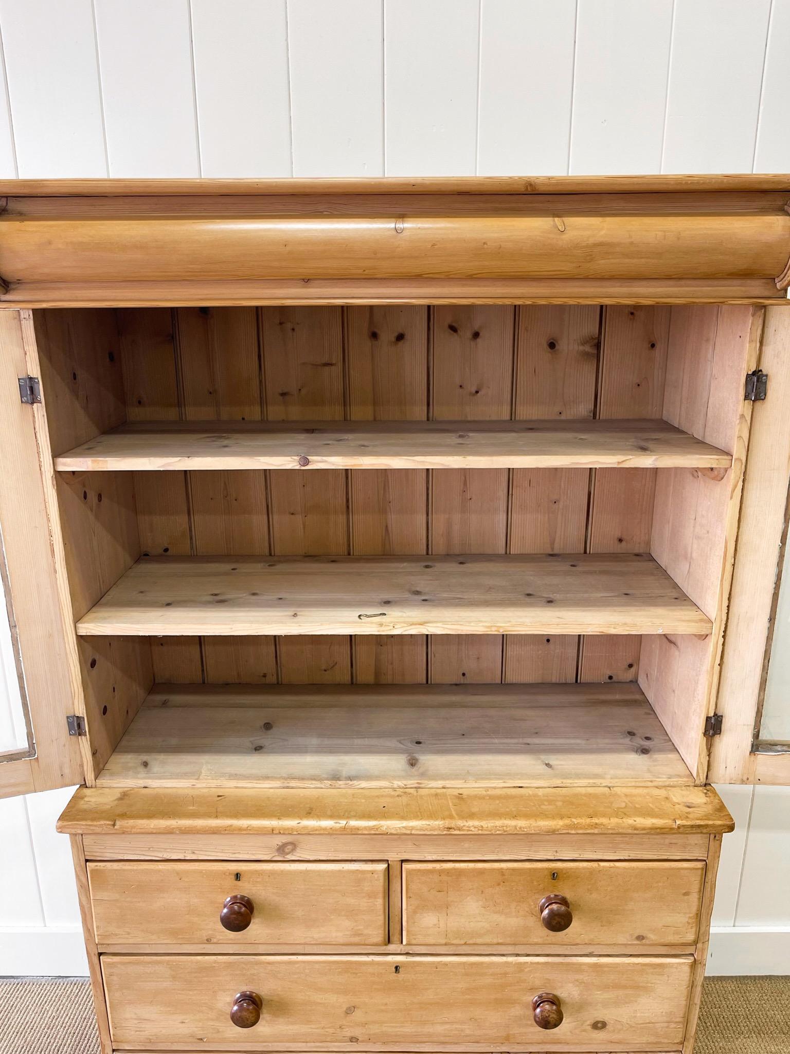 A 19th Century English Pine Bookcase Cabinet or Hutch For Sale 1