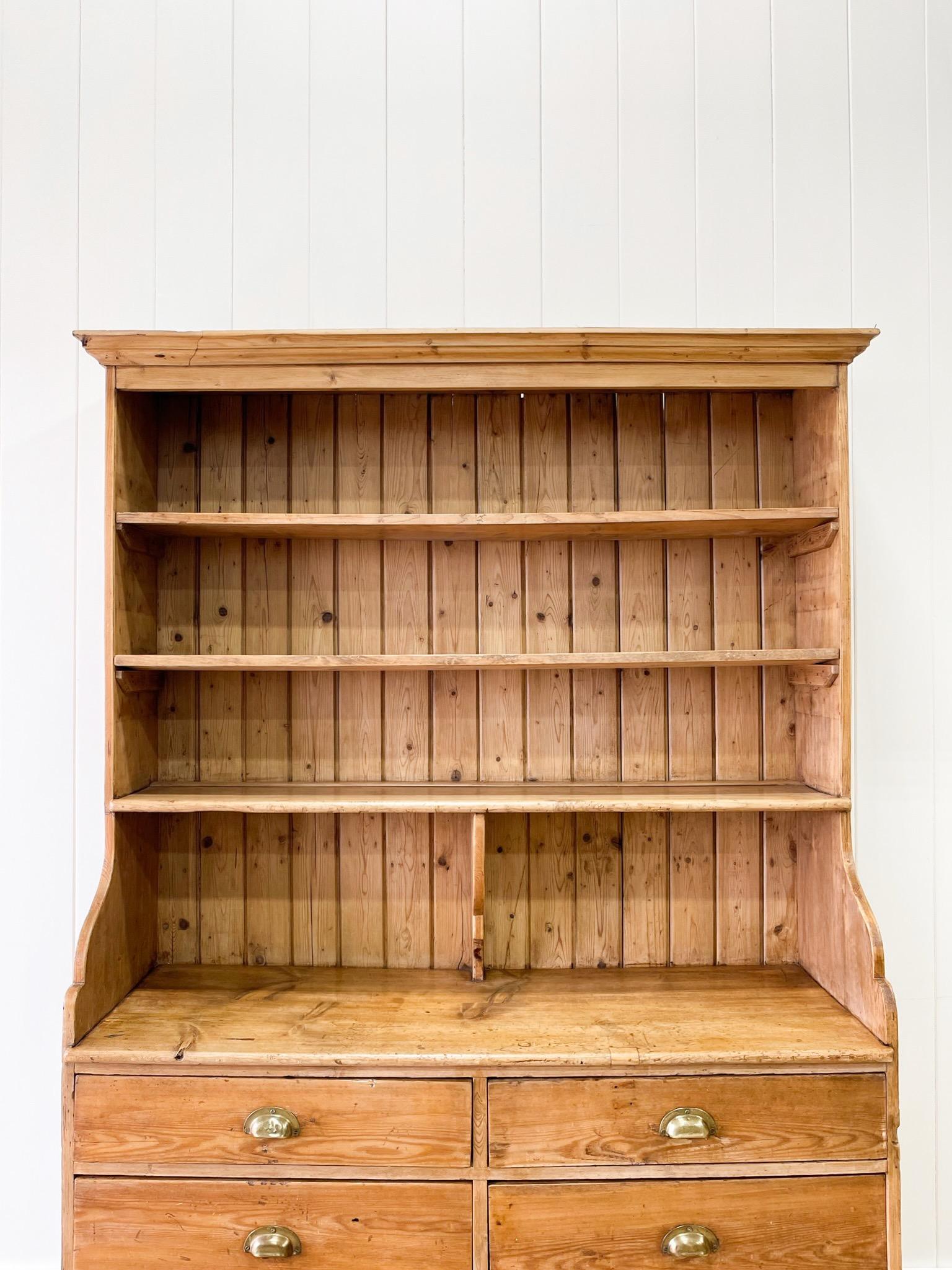 Victorian A 19th Century English Pine Bookcase Cupboard or Hutch