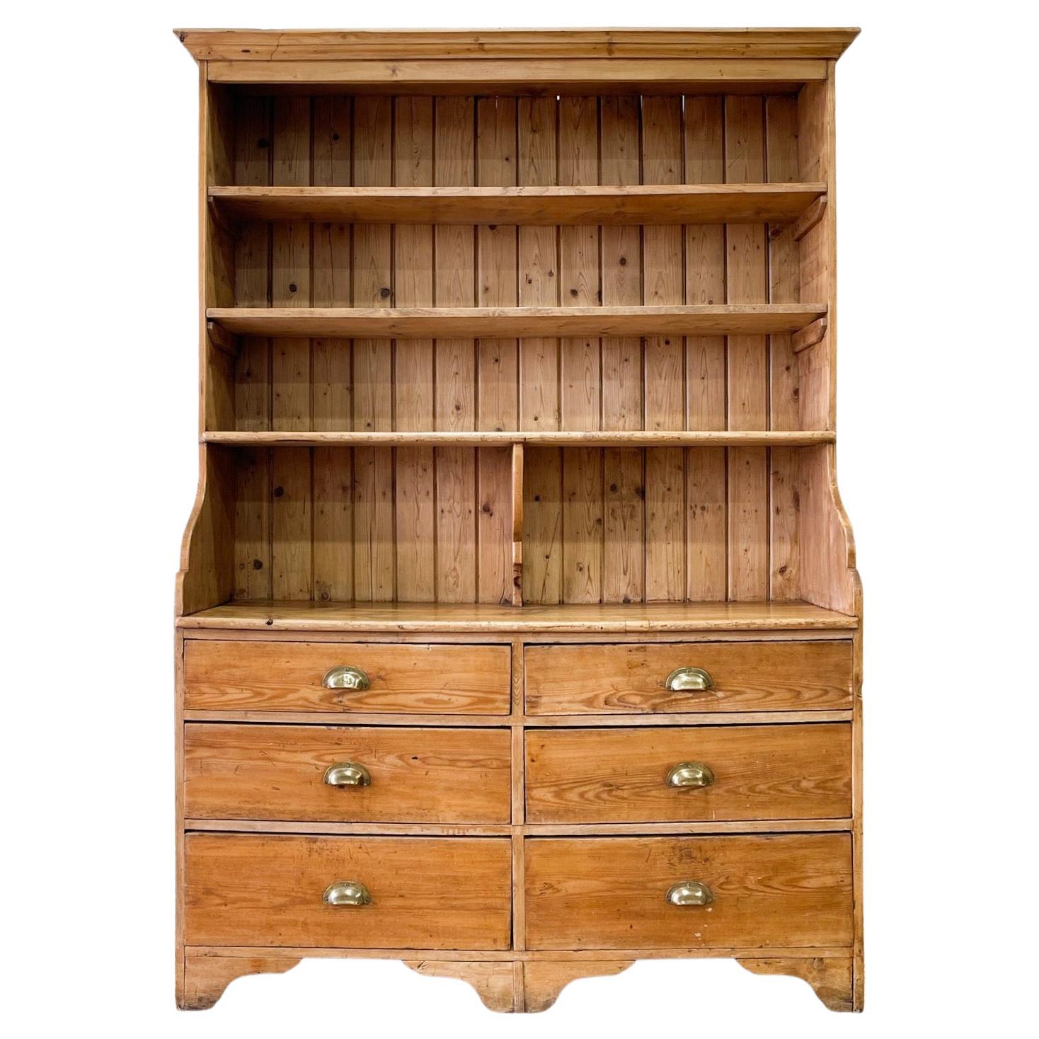 A 19th Century English Pine Bookcase Cupboard or Hutch
