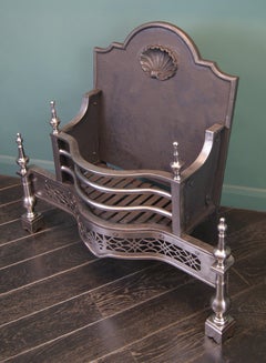 19th Century English Polished Steel Dog Grate