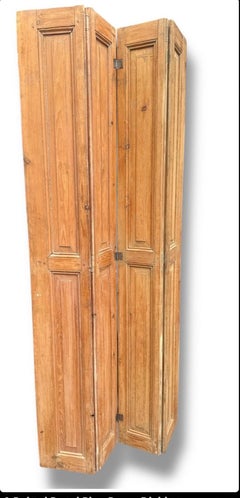 A 19th Century English Raised Panel Pine Room Divider great color and Patination