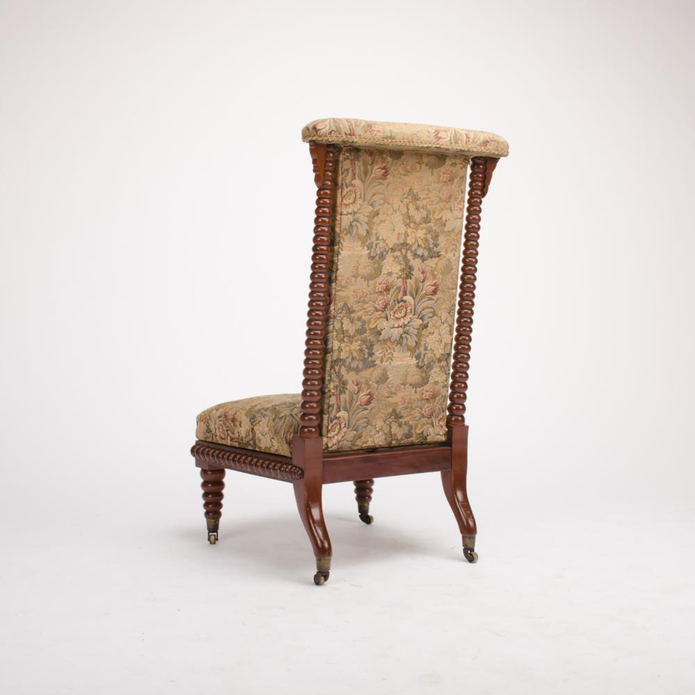 19th Century English Spool Chair, Mahogany with Fabric Upholstery In Good Condition In Philadelphia, PA