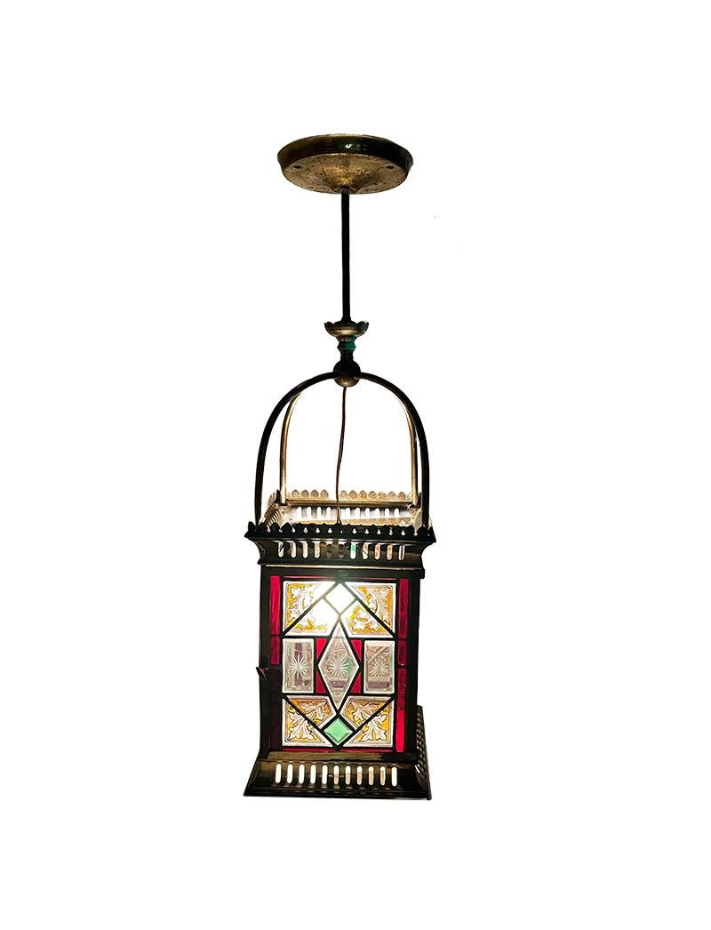 A 19th Century English stained glass Lantern For Sale 6
