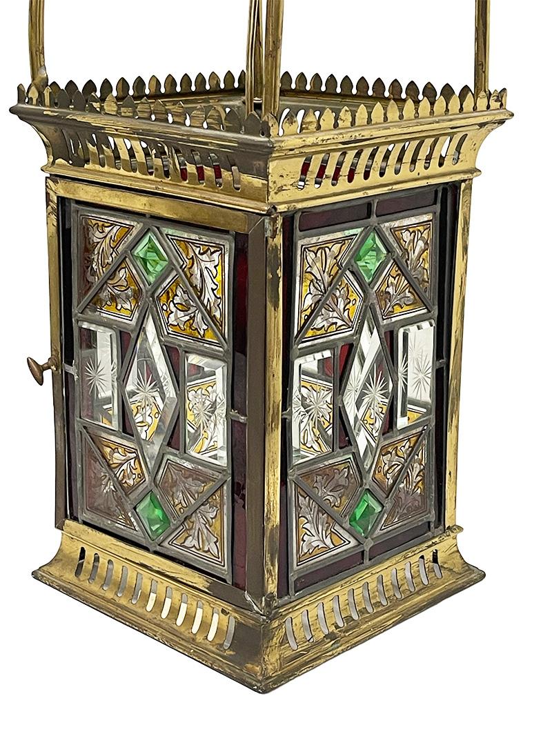 A 19th Century English stained glass Lantern For Sale 3