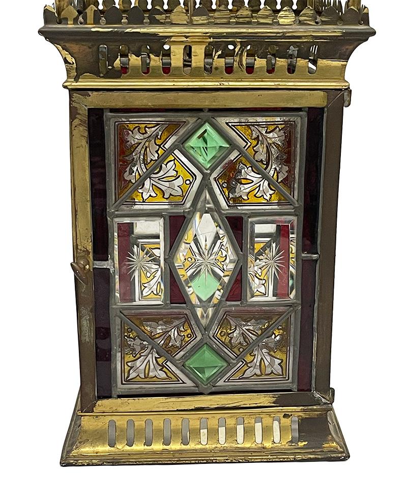 A 19th Century English stained glass Lantern For Sale 4