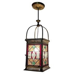Antique A 19th Century English stained glass Lantern