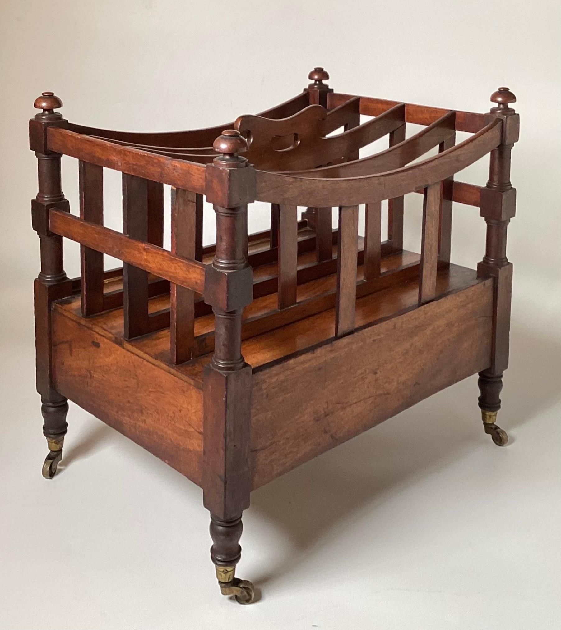 A 19th Century English Walnut Canterbury Stand with Handle In Good Condition For Sale In Lambertville, NJ
