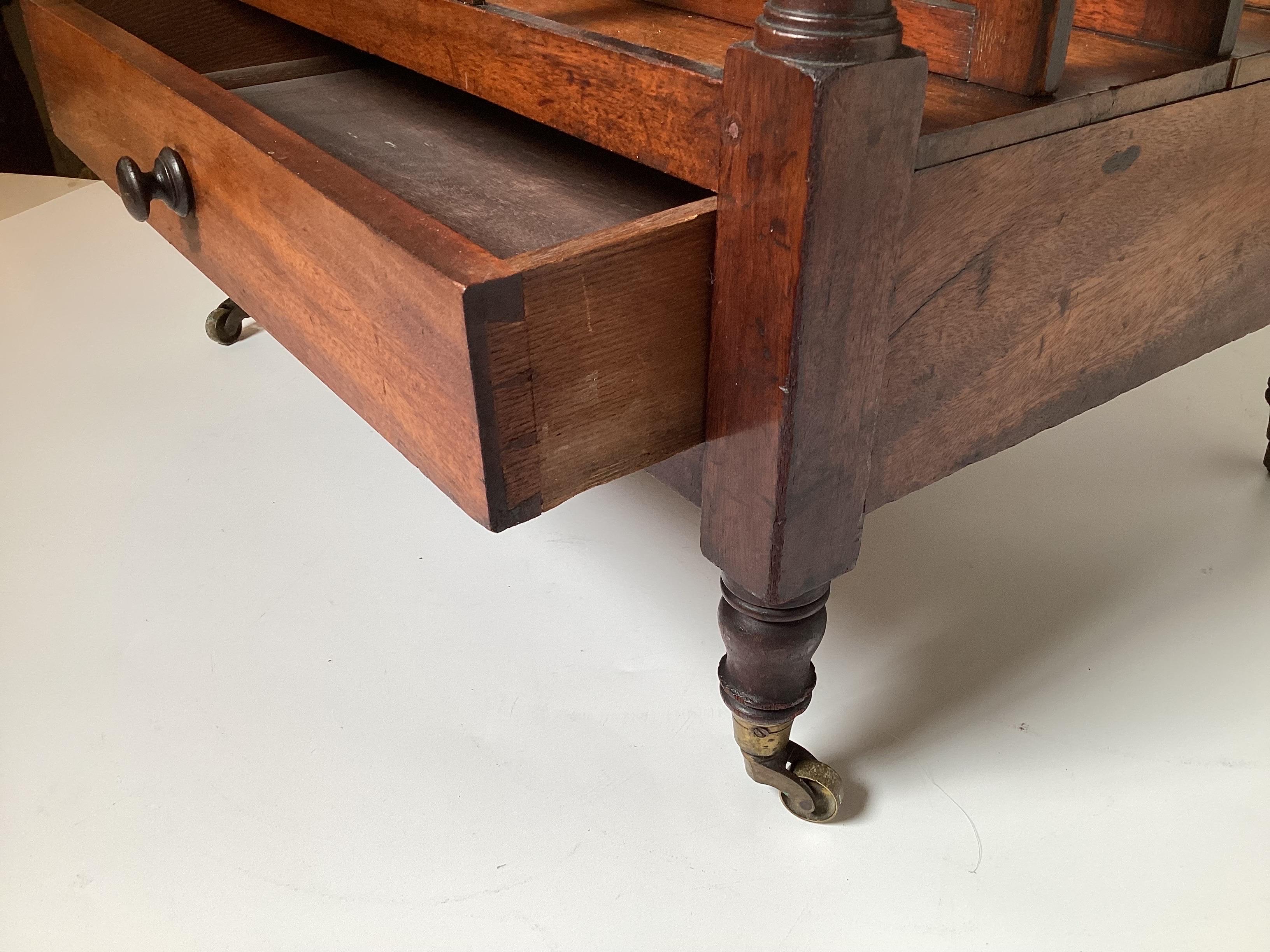 A 19th Century English Walnut Canterbury Stand with Handle For Sale 1