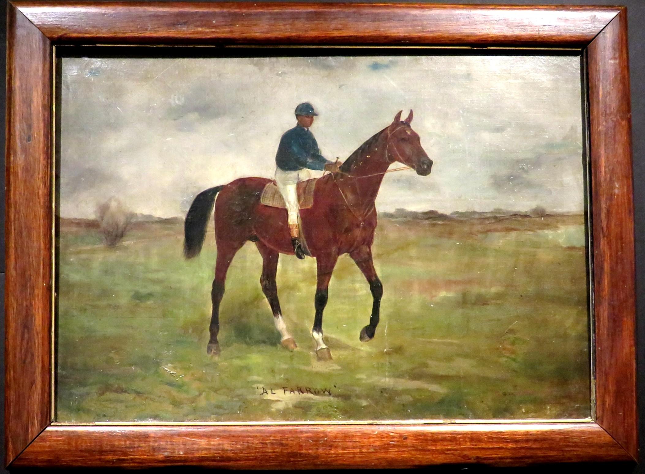 A 19th century equestrian sporting painting titled 'Al Farrow’, by noted equestrian artist Eugene (Gean) Smith.                           
Oil on canvas laid down on wood panel, signed & dated '91 bottom right & titled bottom centre, set within what