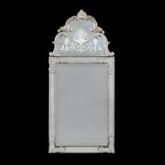 A 19th Century Etched Venetian Glass Pier Mirror with Cresting