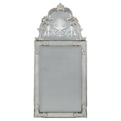 A 19th Century Etched Venetian Glass Pier Mirror with Cresting