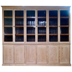 Antique 19th Century Exceptionally Large Glazed Bleached Bookcase Bibliothèque