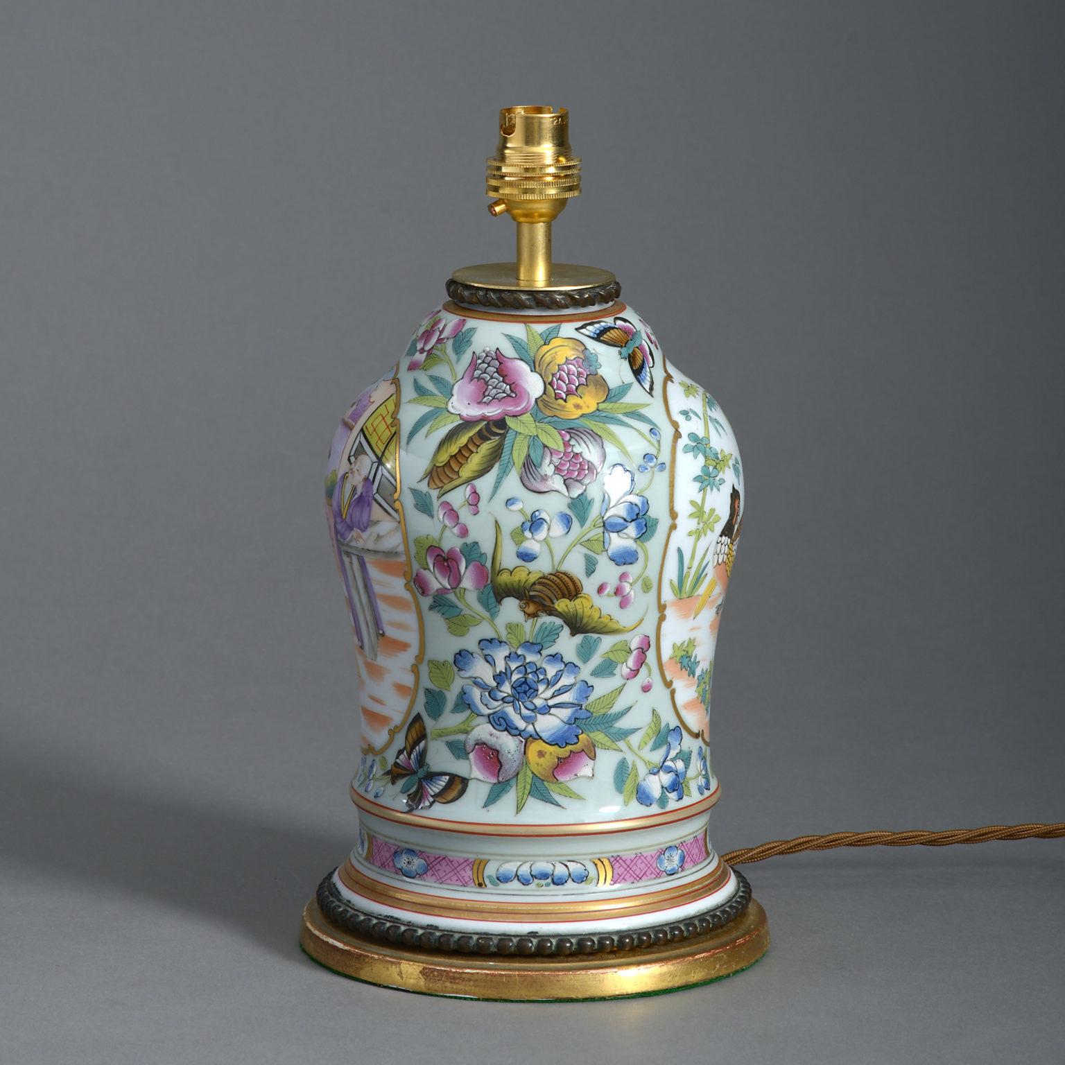 Chinese Export 19th Century Famille Rose Vase as a Lamp