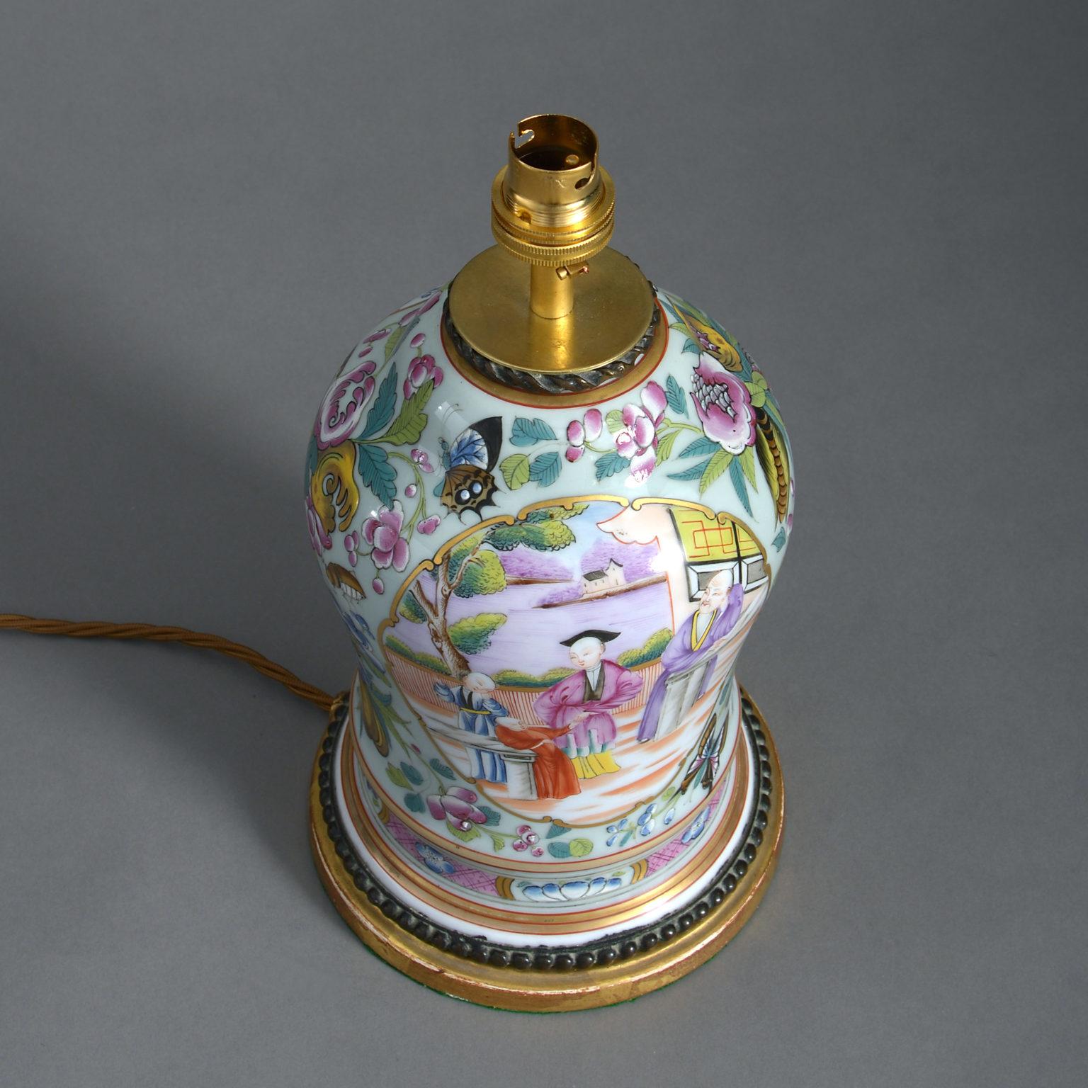 Chinese 19th Century Famille Rose Vase as a Lamp