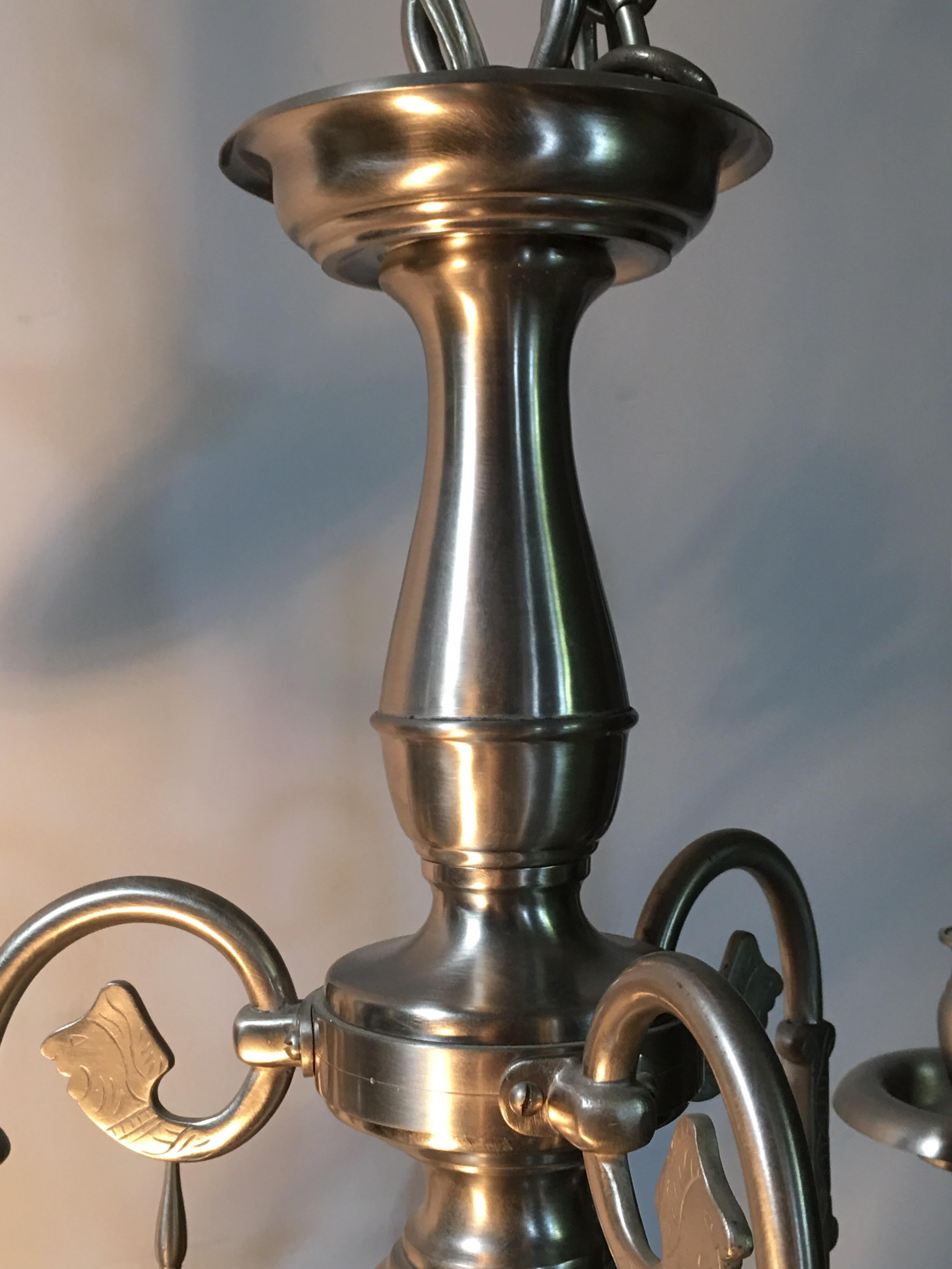 19th Century Flemish Chandelier with a Pewter Finish For Sale 4