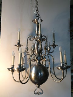 19th Century Flemish Chandelier with a Pewter Finish