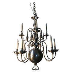 Antique 19th Century Flemish Chandelier with a Pewter Finish