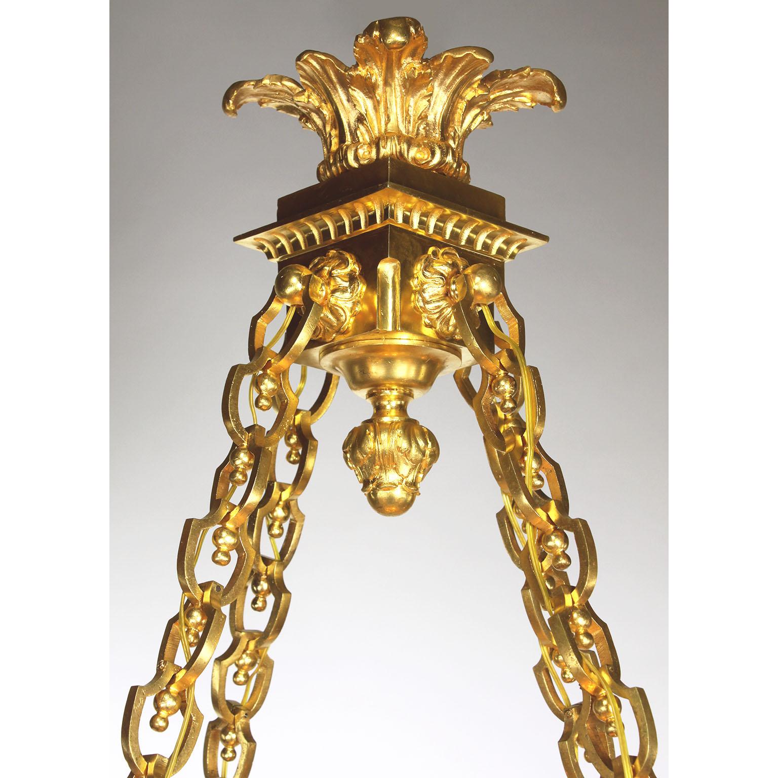 19th Century Franco-Russian Neoclassical Style Ormolu & Alabaster Chandelier For Sale 2