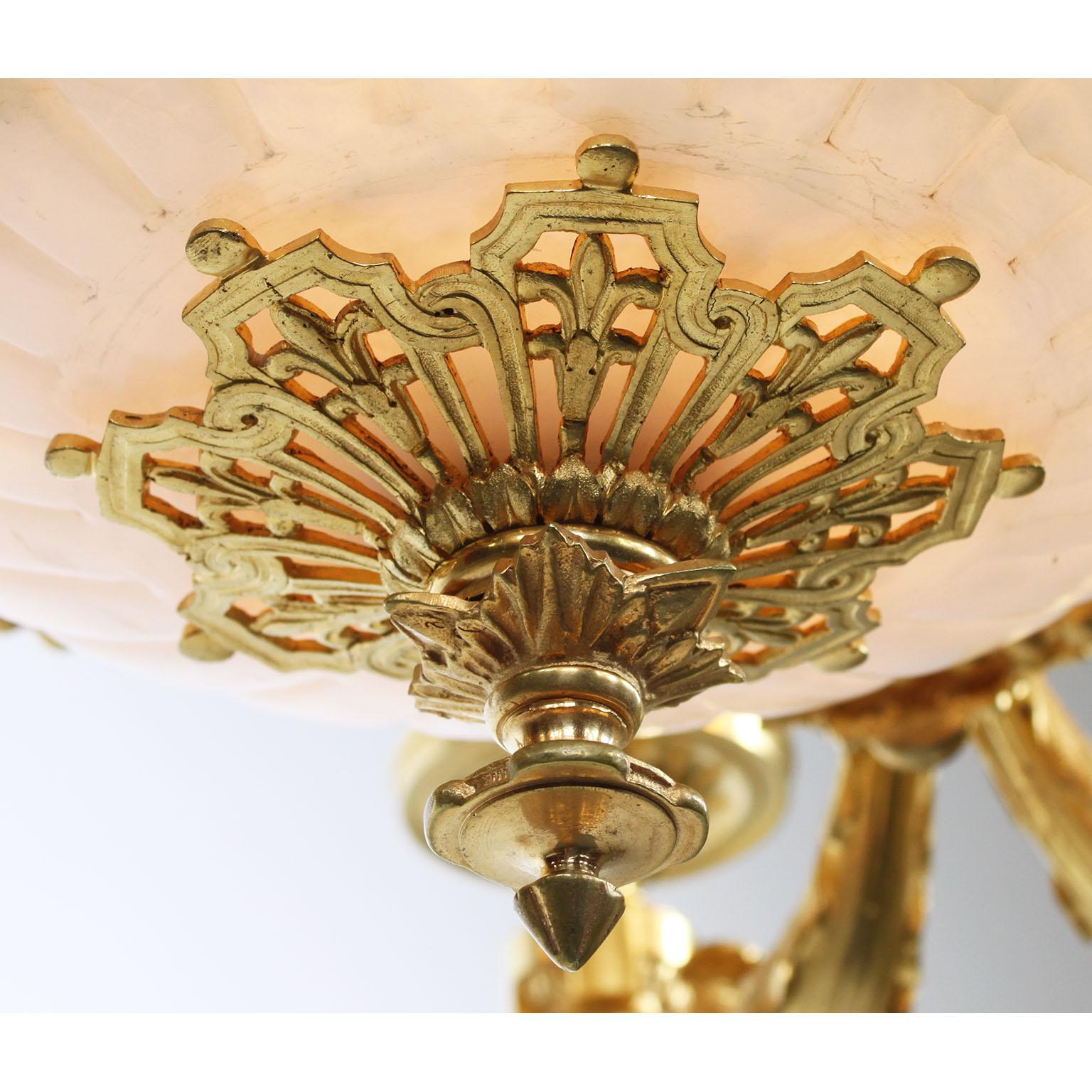 19th Century Franco-Russian Neoclassical Style Ormolu & Alabaster Chandelier For Sale 3