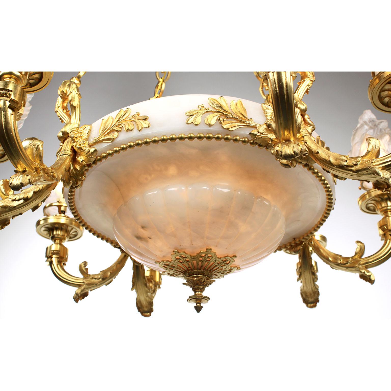 Neoclassical Revival 19th Century Franco-Russian Neoclassical Style Ormolu & Alabaster Chandelier For Sale