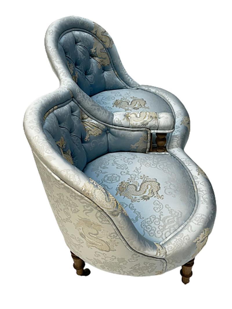 Silk 19th Century French 2-Seat Sofa