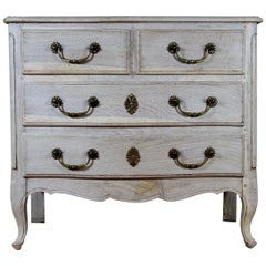 19th Century French Bleached Oak Serpentine Commode Chest of Drawers