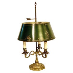19th Century French Bouillotte Table Lamp with Tole Shade