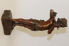 19th Century French Bronze Figure of a Boy Playing a Flute, by Marcel Debut