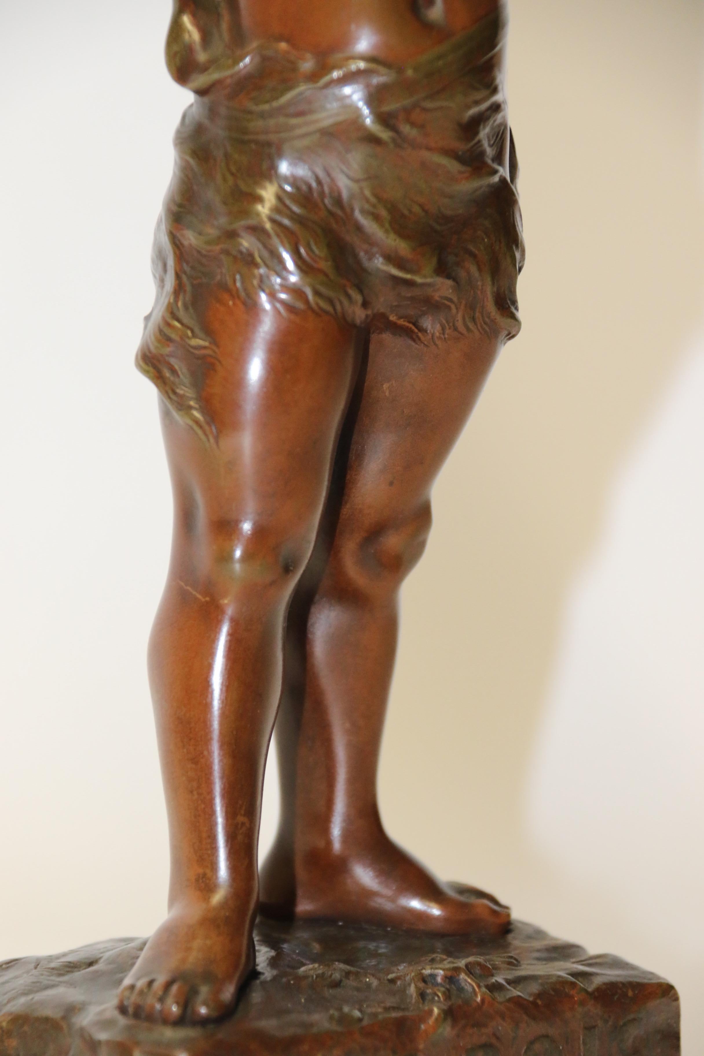 Late Victorian 19th Century French Bronze Figure of a Boy Playing a Flute, by Marcel Debut For Sale