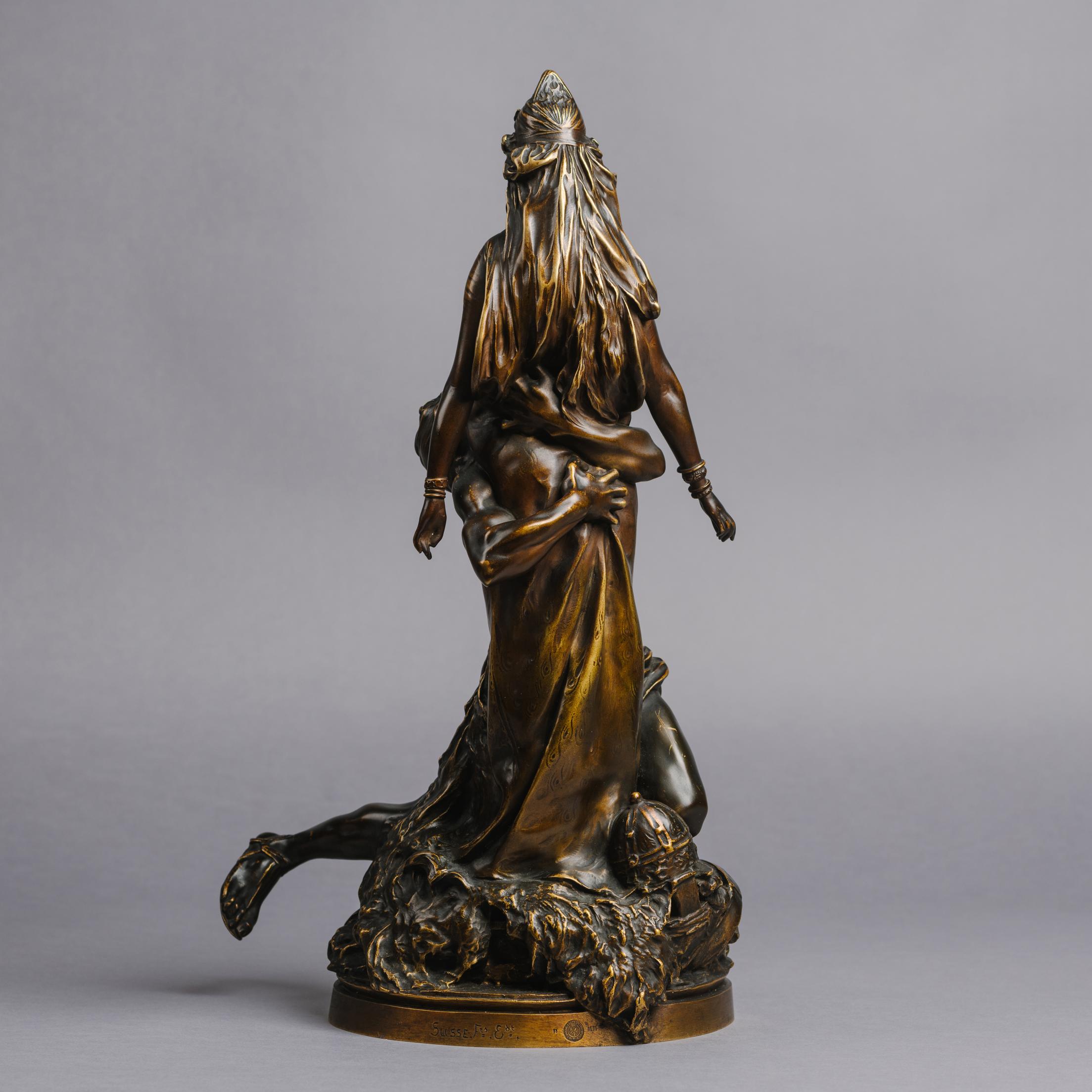 Patinated 19th Century French Bronze Group ‘Carthage’ by Theodore Riviere For Sale