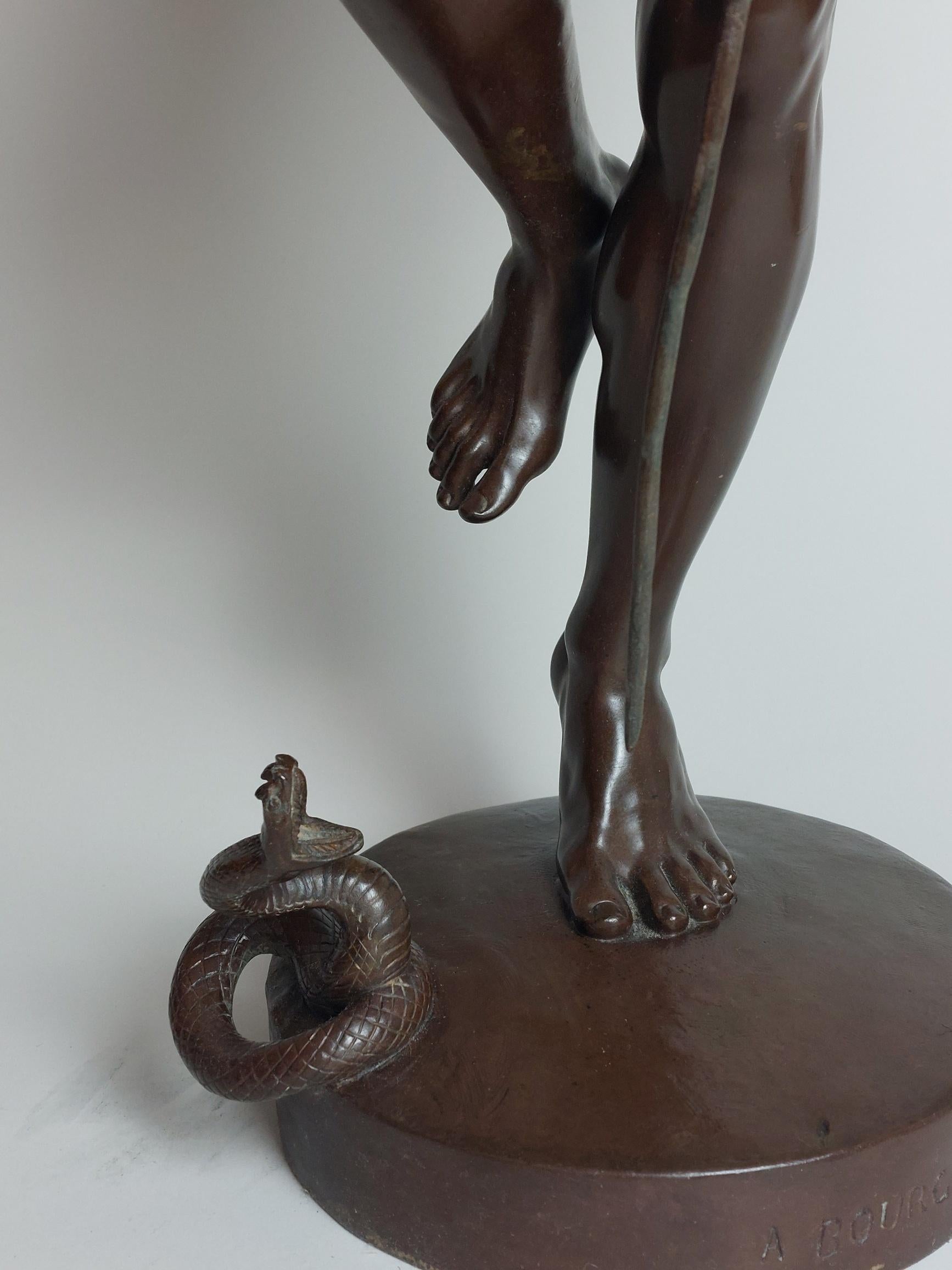 19th Century French Bronze of a Snake Charmer, Signed Charles Arthur Bourgeois For Sale 5