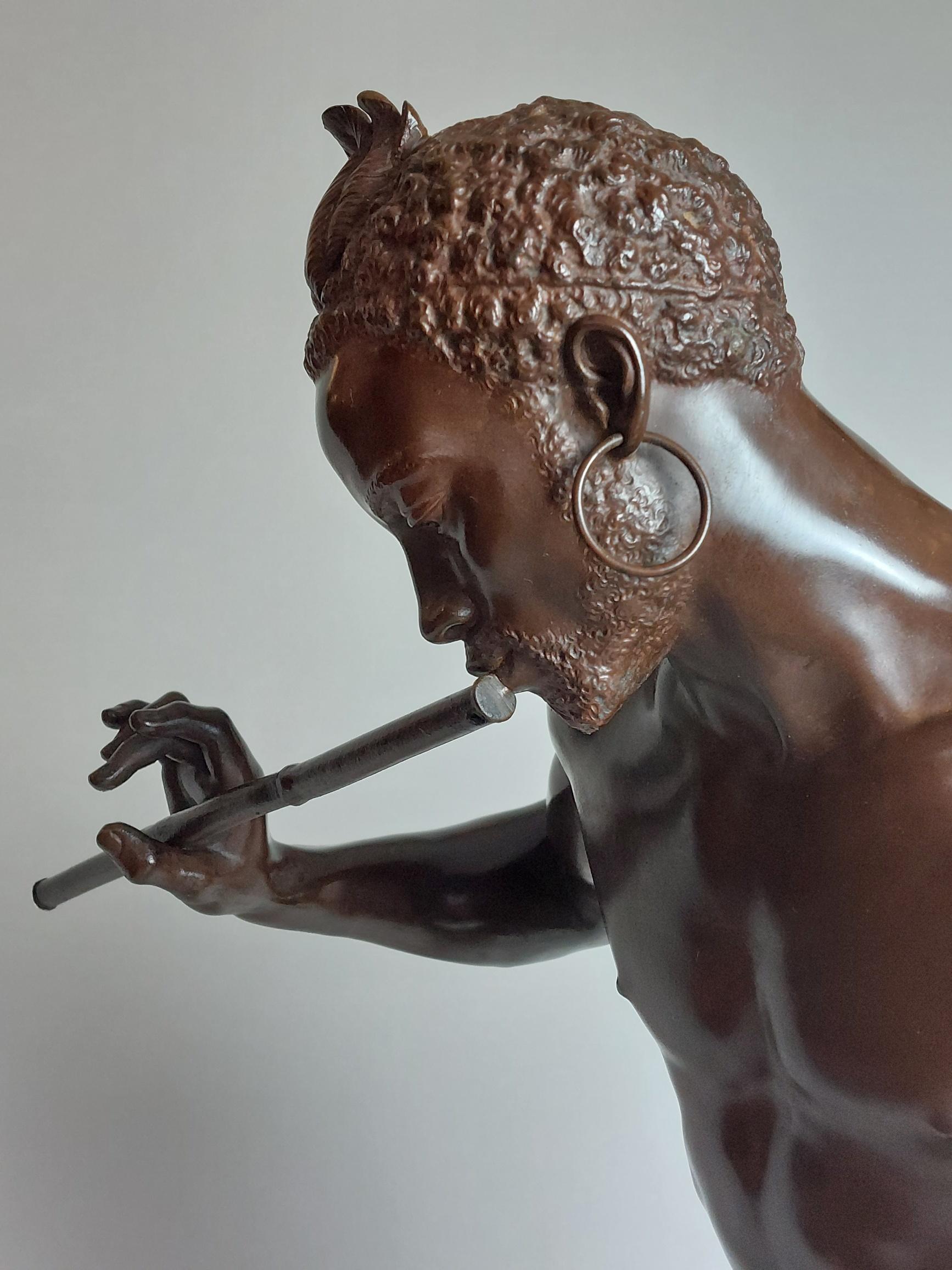 19th Century French Bronze of a Snake Charmer, Signed Charles Arthur Bourgeois For Sale 9