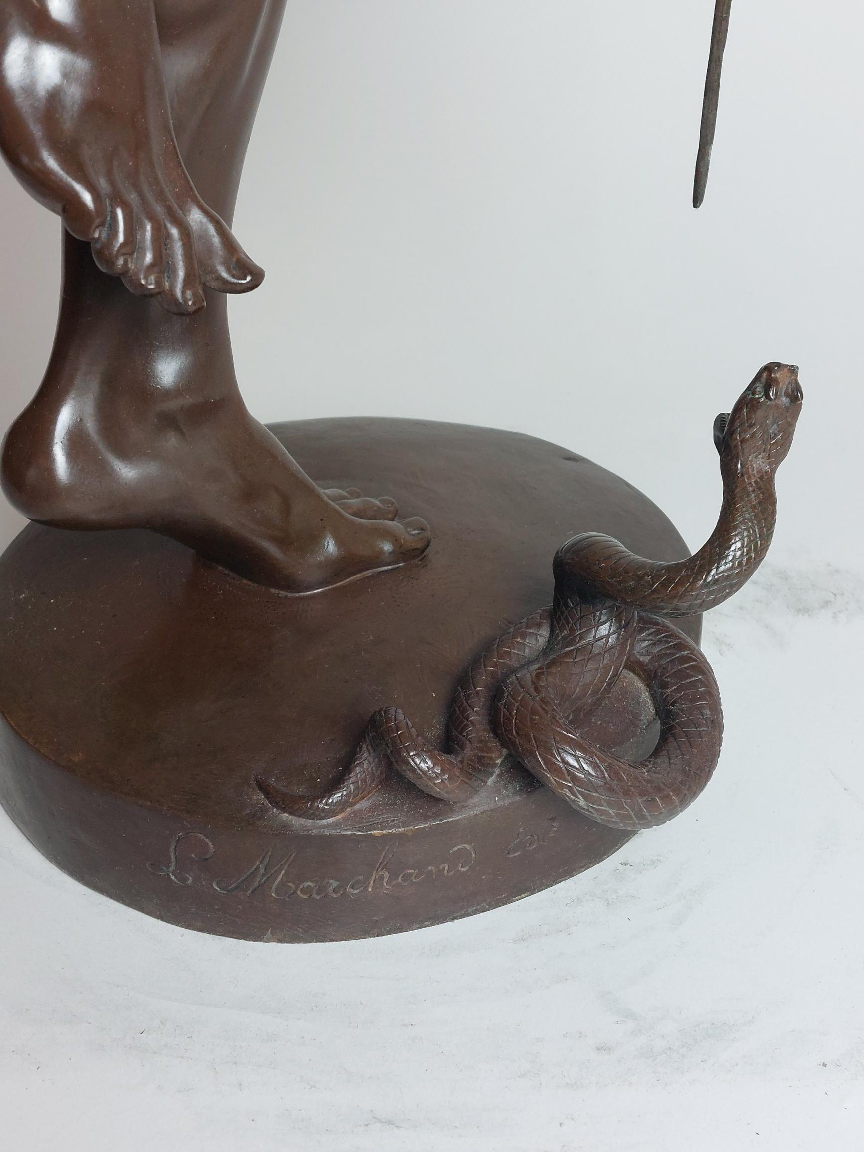 19th Century French Bronze of a Snake Charmer, Signed Charles Arthur Bourgeois For Sale 1