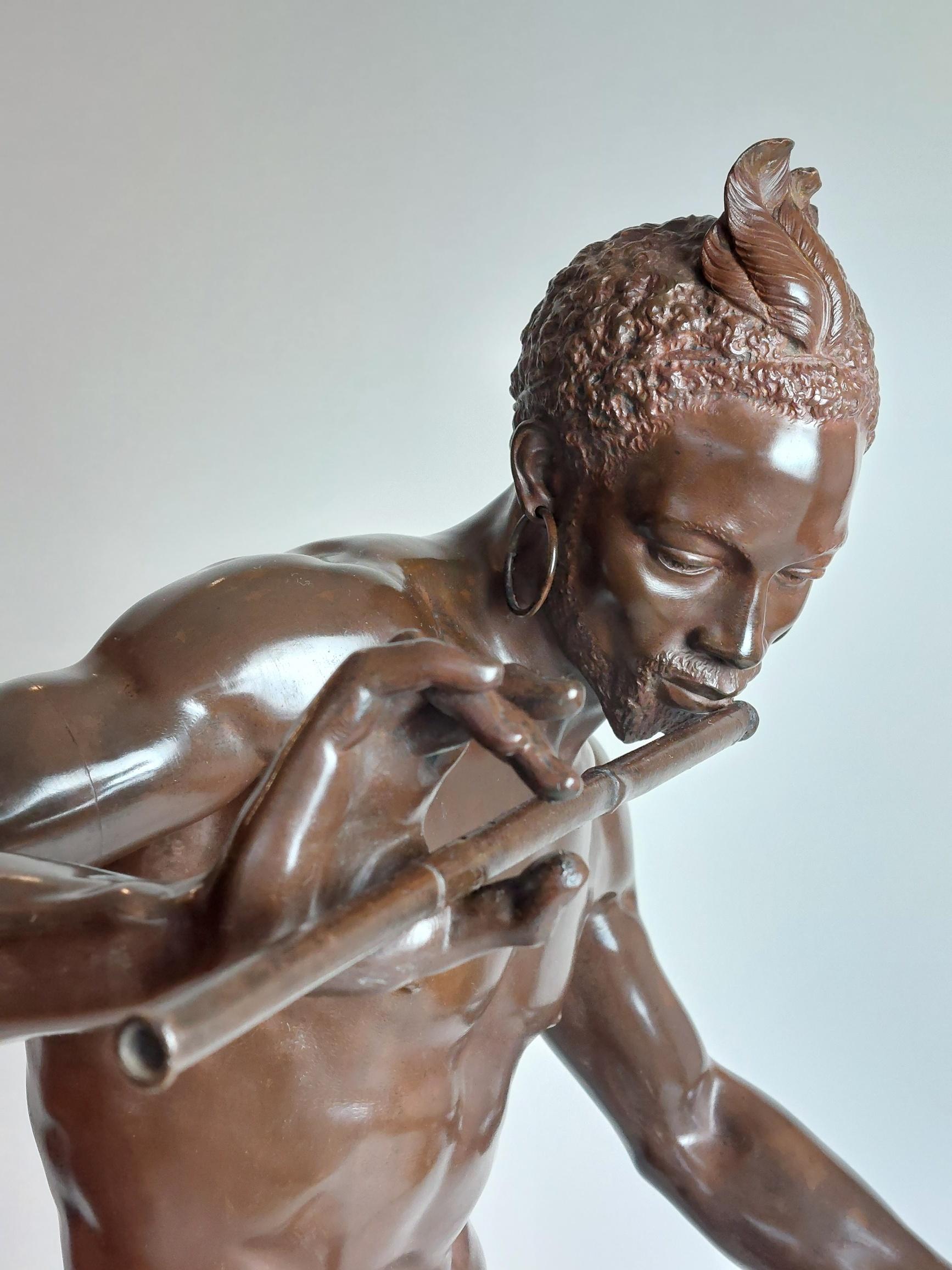19th Century French Bronze of a Snake Charmer, Signed Charles Arthur Bourgeois For Sale 2