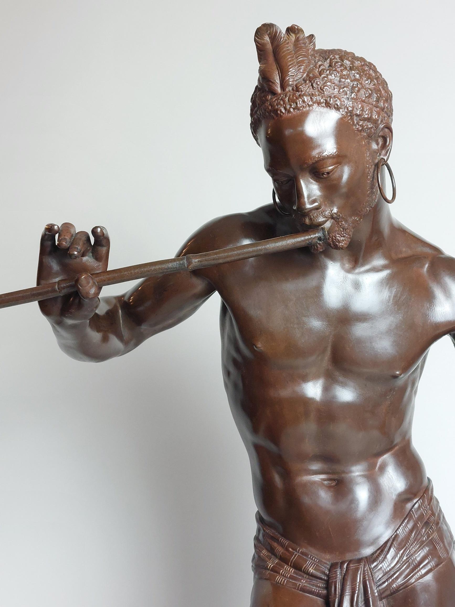 19th Century French Bronze of a Snake Charmer, Signed Charles Arthur Bourgeois For Sale 4