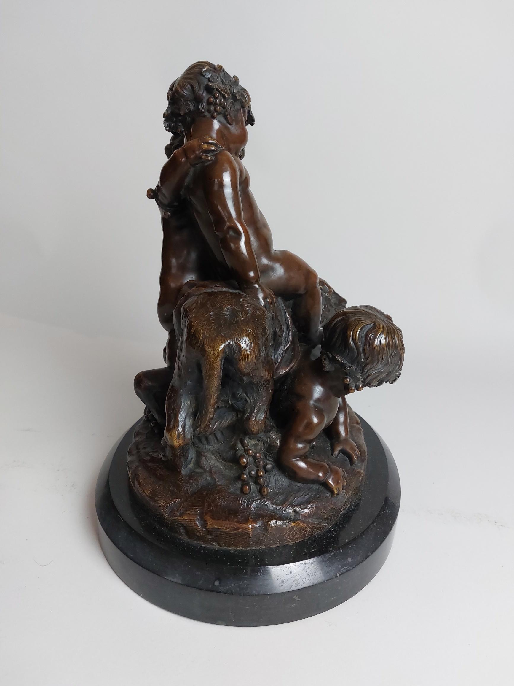 Bronze français du 19ème siècle représentant des chérubins jouant avec une panthère par Victor Paillar Bon état - En vente à London, GB