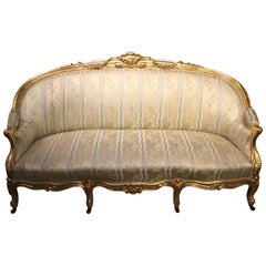 19th Century French Carved and Gilded Settee