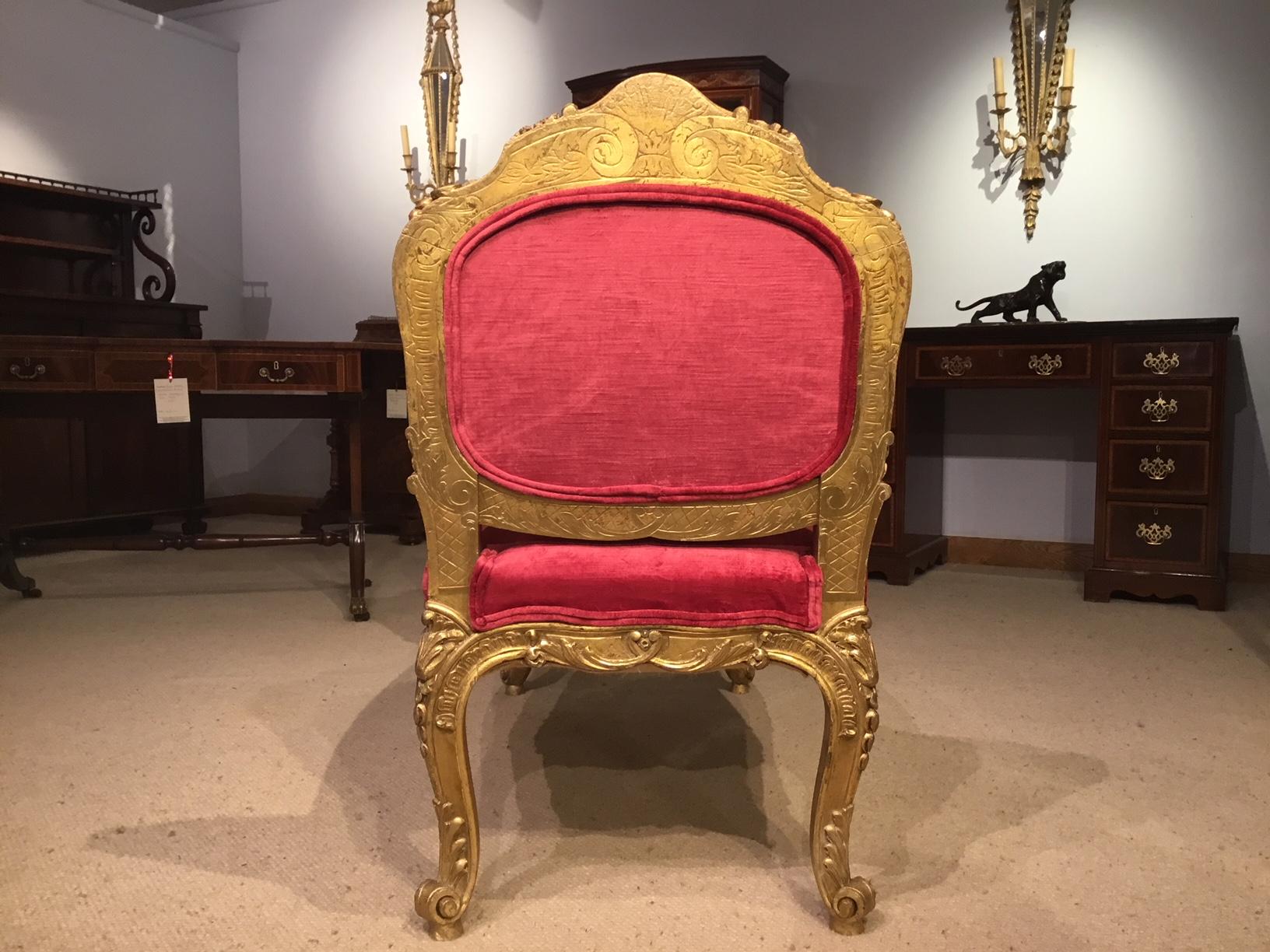 19th Century French Carved Gilt Wood Stool For Sale 1